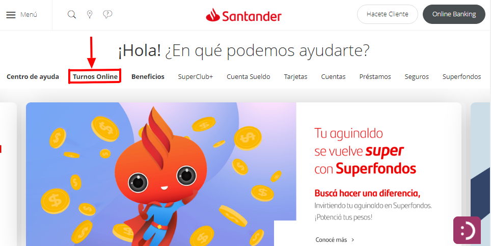 Solicitar turno Banco Santander Río