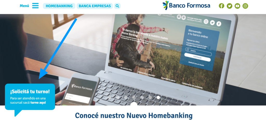 Web oficial del Banco Formosa